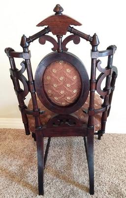 ANTIQUE MAHOGANY OCCASIONAL CHAIR WITH PADDED BACK