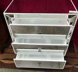 NEW THREE DRAWER MIRRORED CHEST FROM WMC ($350.00)