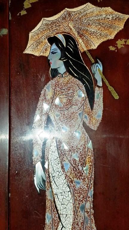 SET OF (4)  16" INCH TALL WALL PANEL SET - ASIAN LADIES
