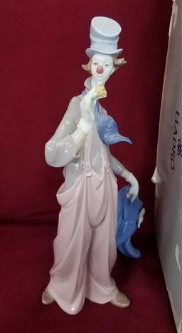 14" LLADRO CLOWN WITH BLUE JACKET & ORIGINAL BOX