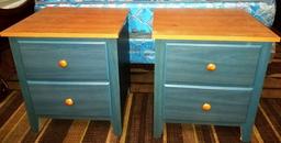 QUEEN (4) PIECE BLUE BEDROOM SET W/ MATT & BOX FROM LOCAL ESTATE