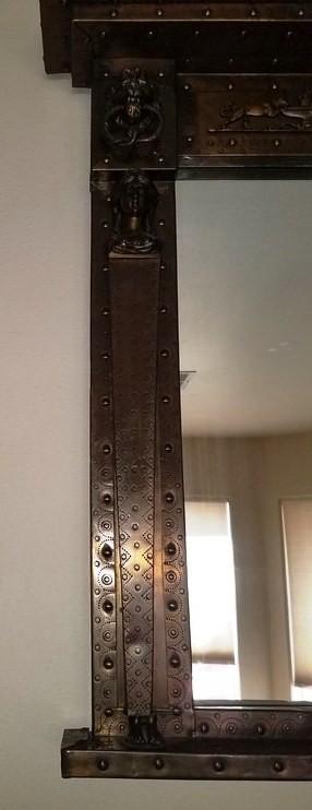 METAL FRAMED ORNATE EGYPTIAN WALL  MIRROR