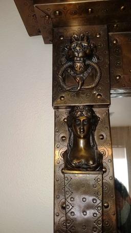 METAL FRAMED ORNATE EGYPTIAN WALL  MIRROR