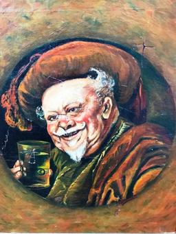 SIGNED CANVAS ARTWORK  - MAN DRINKING