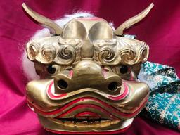 ANTIQUE WOOD CARVED DRAGON MASK