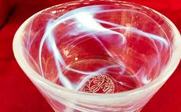 9" ROUND KOSTA BODA SIGNED ART GLASS BOWL