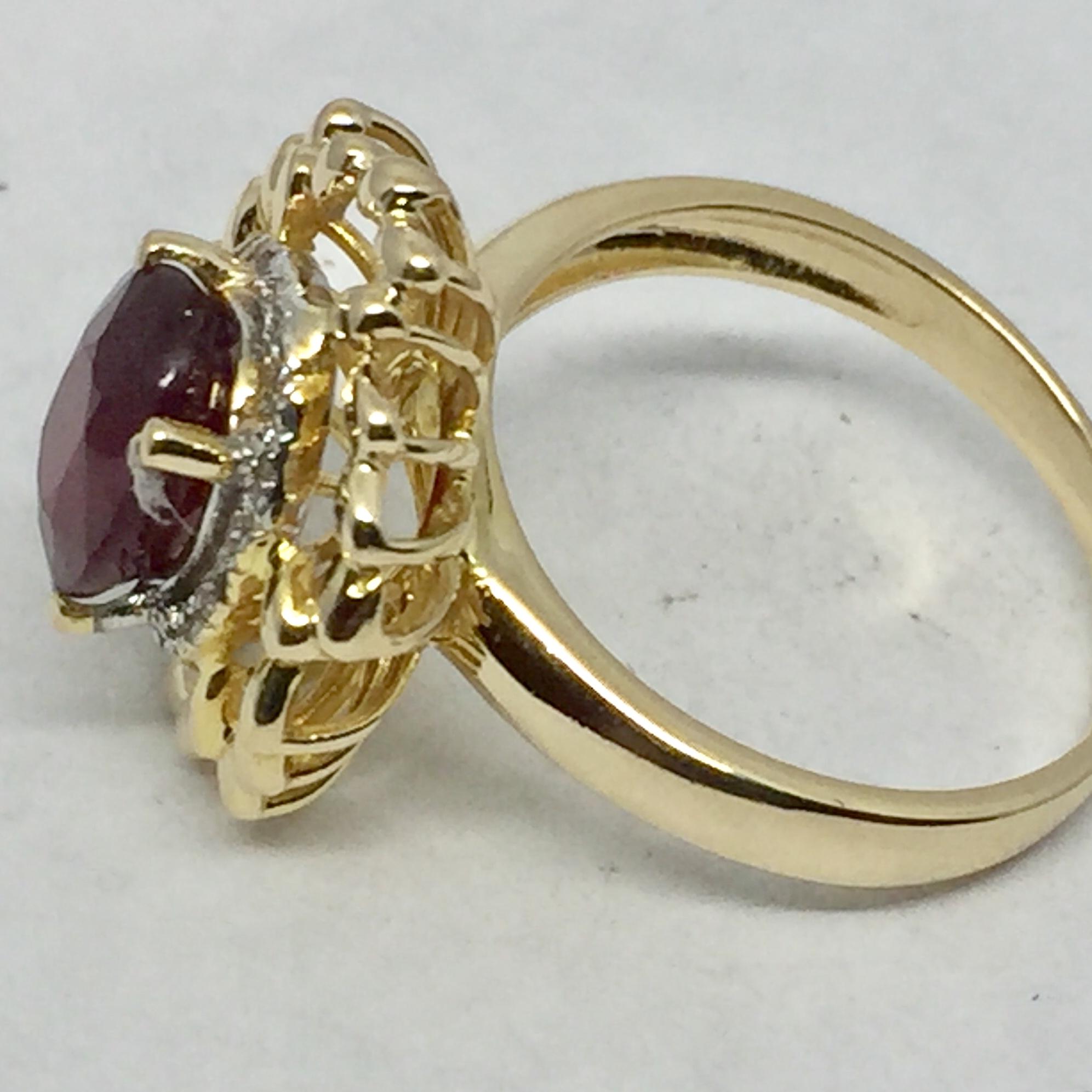 14KT YELLOW GOLD RUBY AND DIAMOND RING