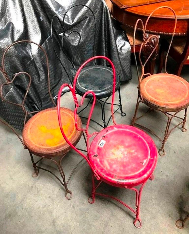 LOT OF (5) ANTIQUE METAL CHAIRS