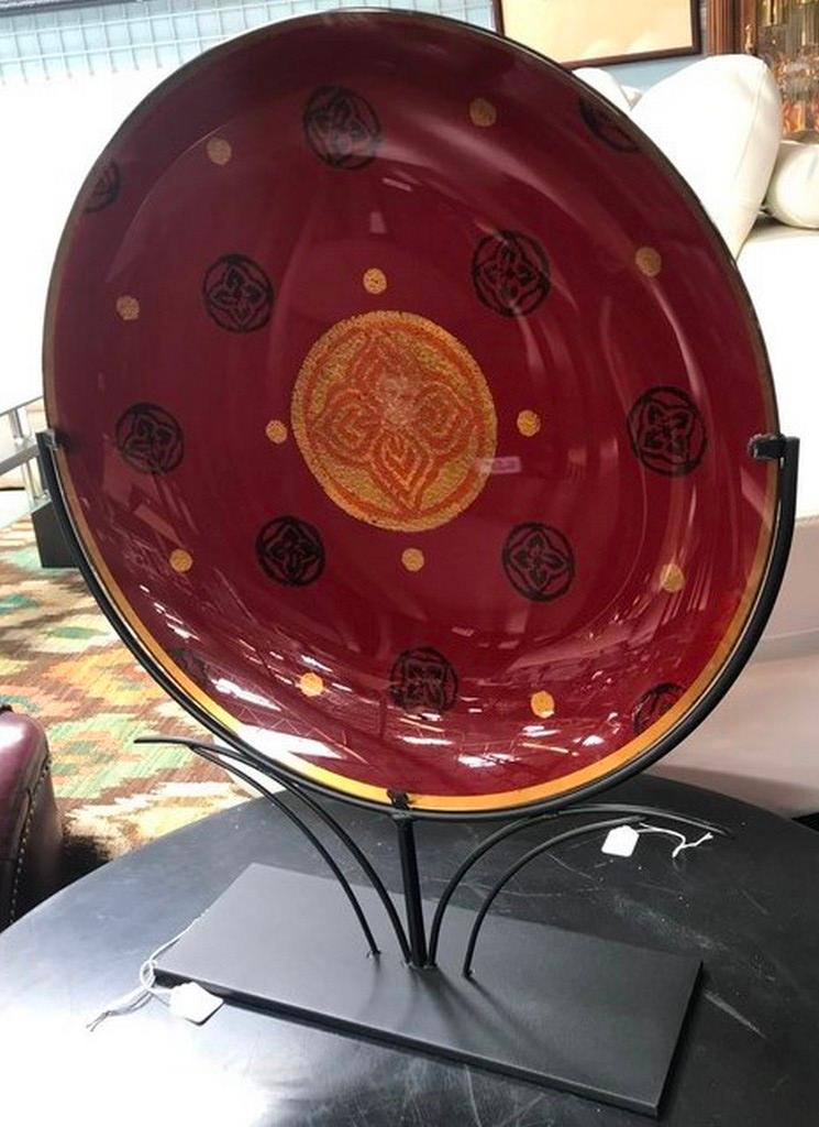 RED DESIGNER PLATTER ON STAND