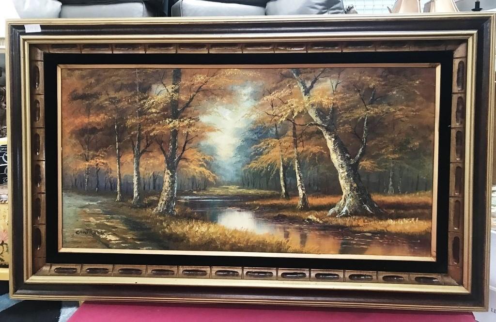 FRAMED FORREST ARTWORK  - 59" BY 30"