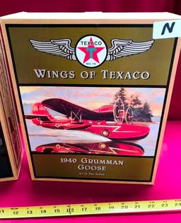 LOT OF TWO NEW COLLECTIBLE TEXACO DIE CAST PLANES IN BOX