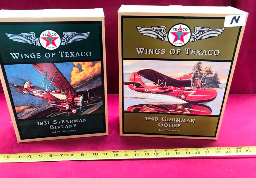 LOT OF TWO NEW COLLECTIBLE TEXACO DIE CAST PLANES IN BOX