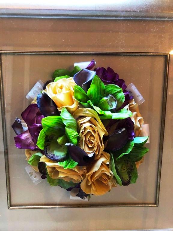 19" SQUARE 3D SHADOW BOX FLORAL FRAMED ARTWORK