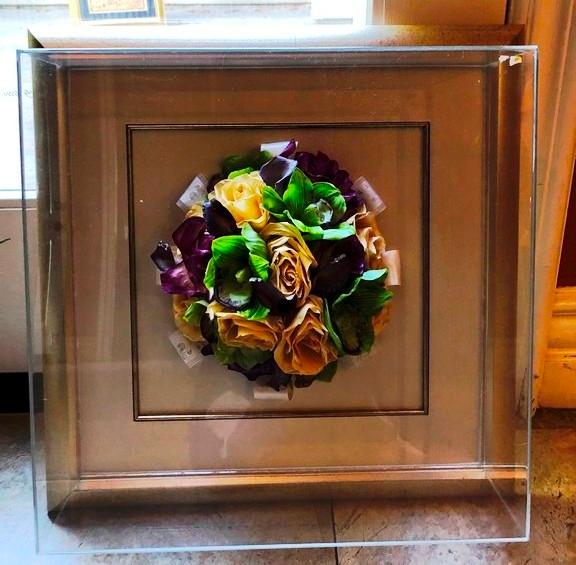 19" SQUARE 3D SHADOW BOX FLORAL FRAMED ARTWORK