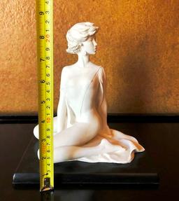 9" TALL WHITE CERAMIC NUDE SCULPTURE ON STAND