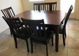 ELEGANT CLEAN TABLE & 6 CHAIRS - DARK COLOR