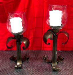LOT OF CANDLE HOLDERS W/ CANDLES