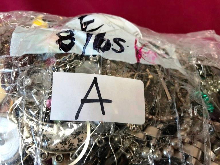 8 POUND BAG OF ASSORTED COSTUME JEWELRY FROM ESTATE (BAG A)