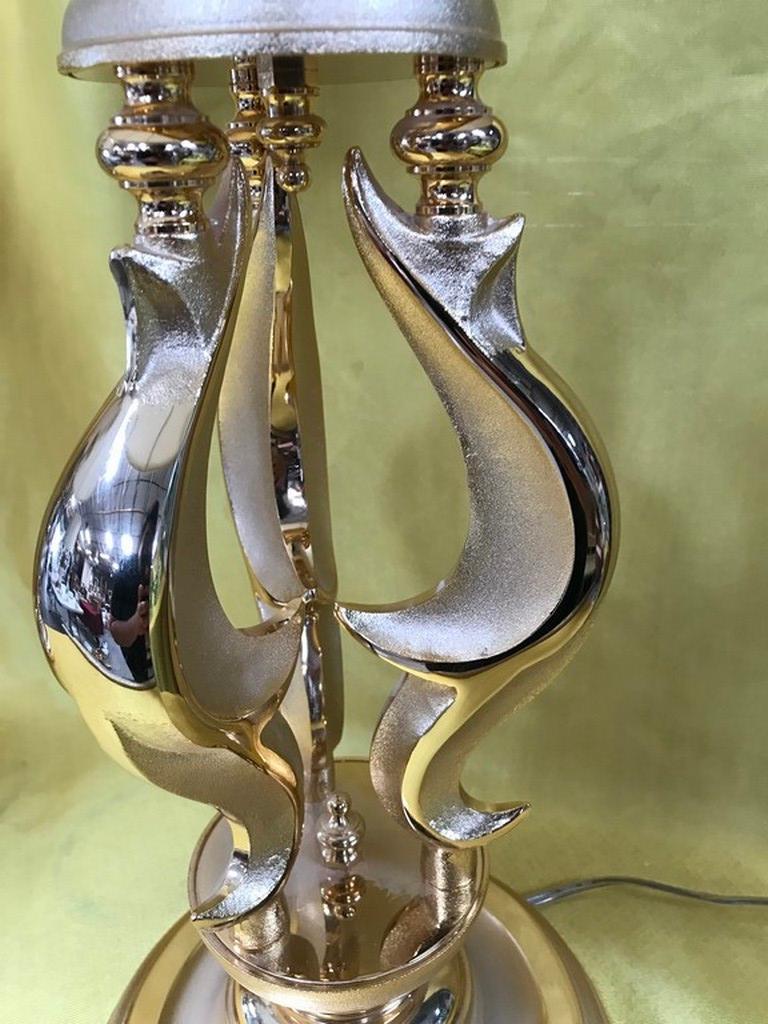 PAIR OF BRASS LAMPS W/ WHITE SHADES  - PRICED 320.00 EACH LAMP