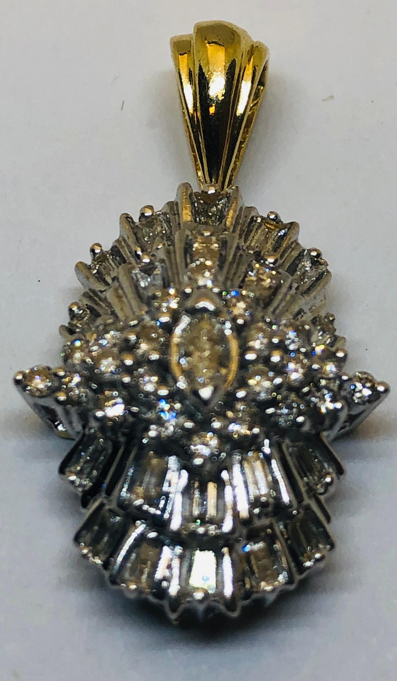 14KT TWO TONE .90CTS DIAMOND PENDANT