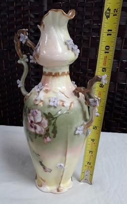 MADE IN AUSTRIA HAND PAINTED ANTIQUE PORCELAIN VASE - 12" TALL