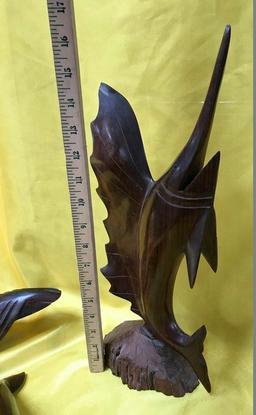 LOT OF (5) IRON WOOD CARVINGS  - SEE PICS FOR DETAILS & SIZES