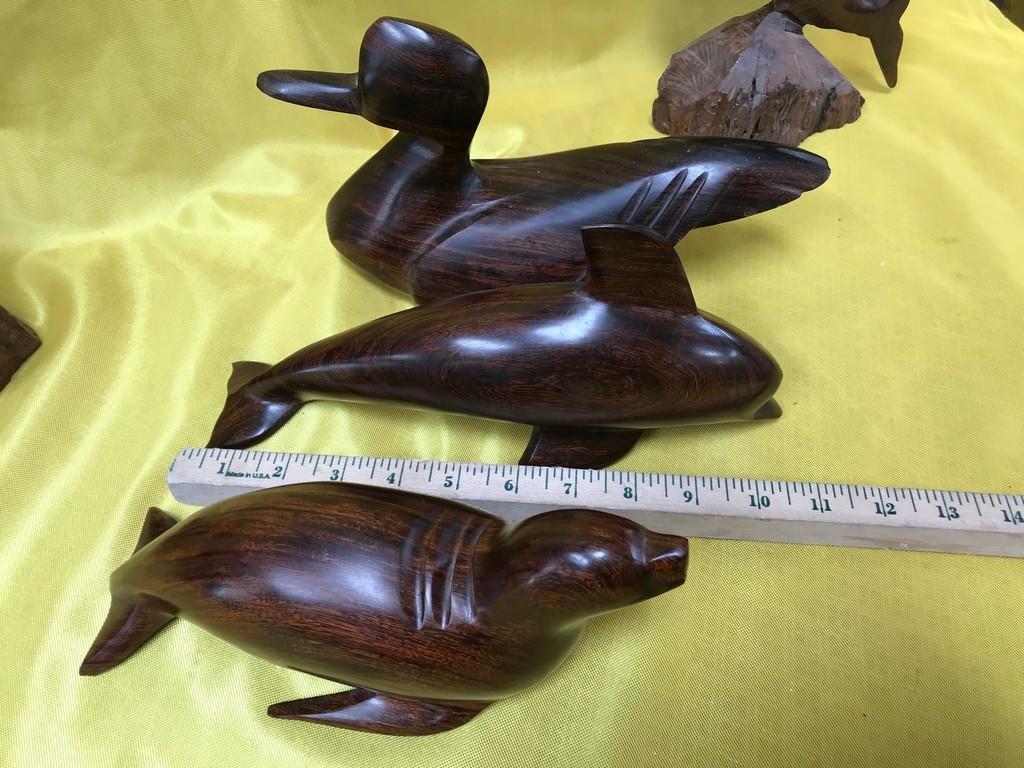 LOT OF (5) IRON WOOD CARVINGS  - SEE PICS FOR DETAILS & SIZES