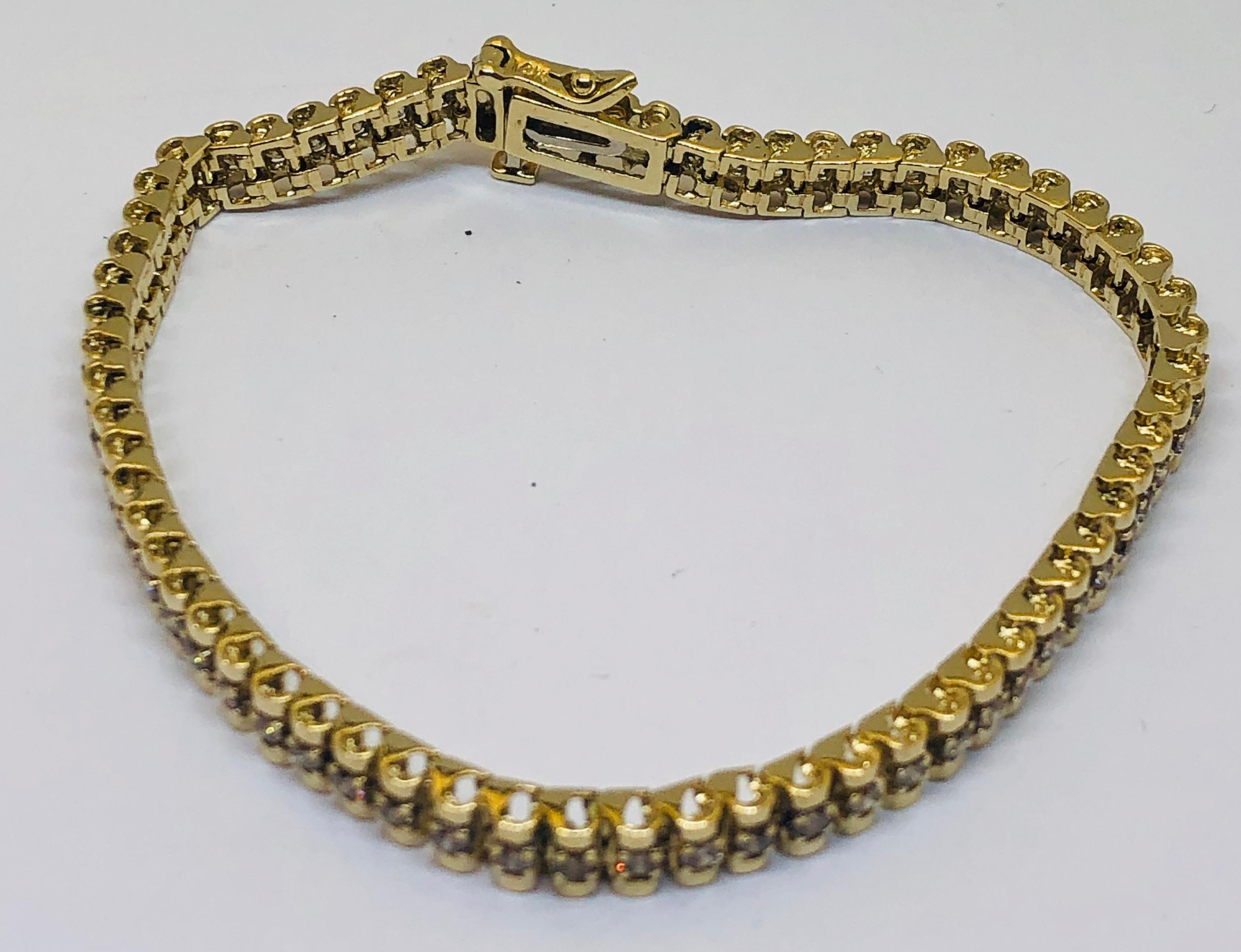 14KT YELLOW GOLD 3.00CTS DIAMOND BRACELET