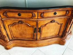 BLACK MARBLE TOP COMMODE CABINET/ TV STAND