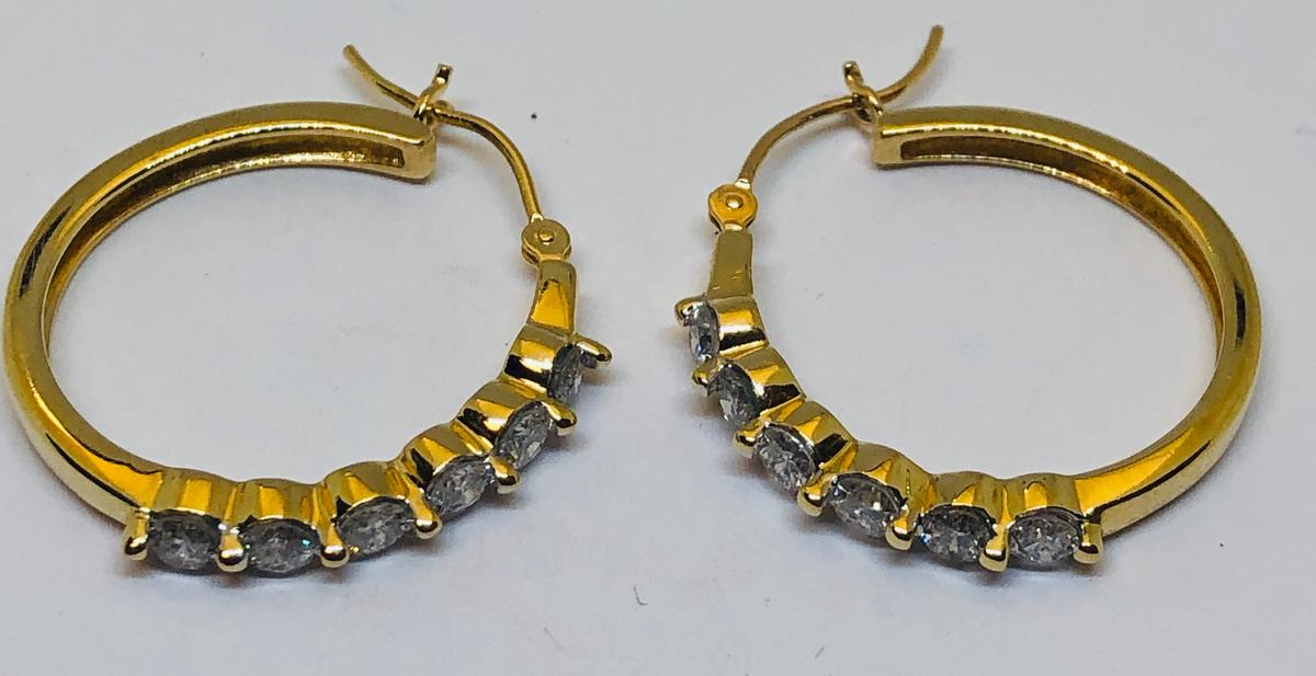 14KT YELLOW GOLD 1.00CTS DIAMOND EARRINGS