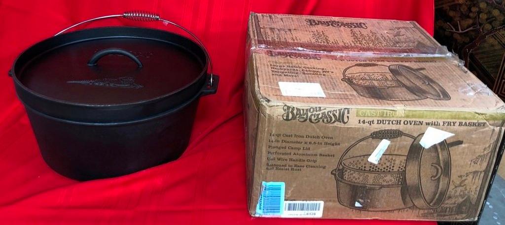 NEW WITH BOX BAYOU CLASSIC - 14-QT DUTCH OVEN CAST IRON