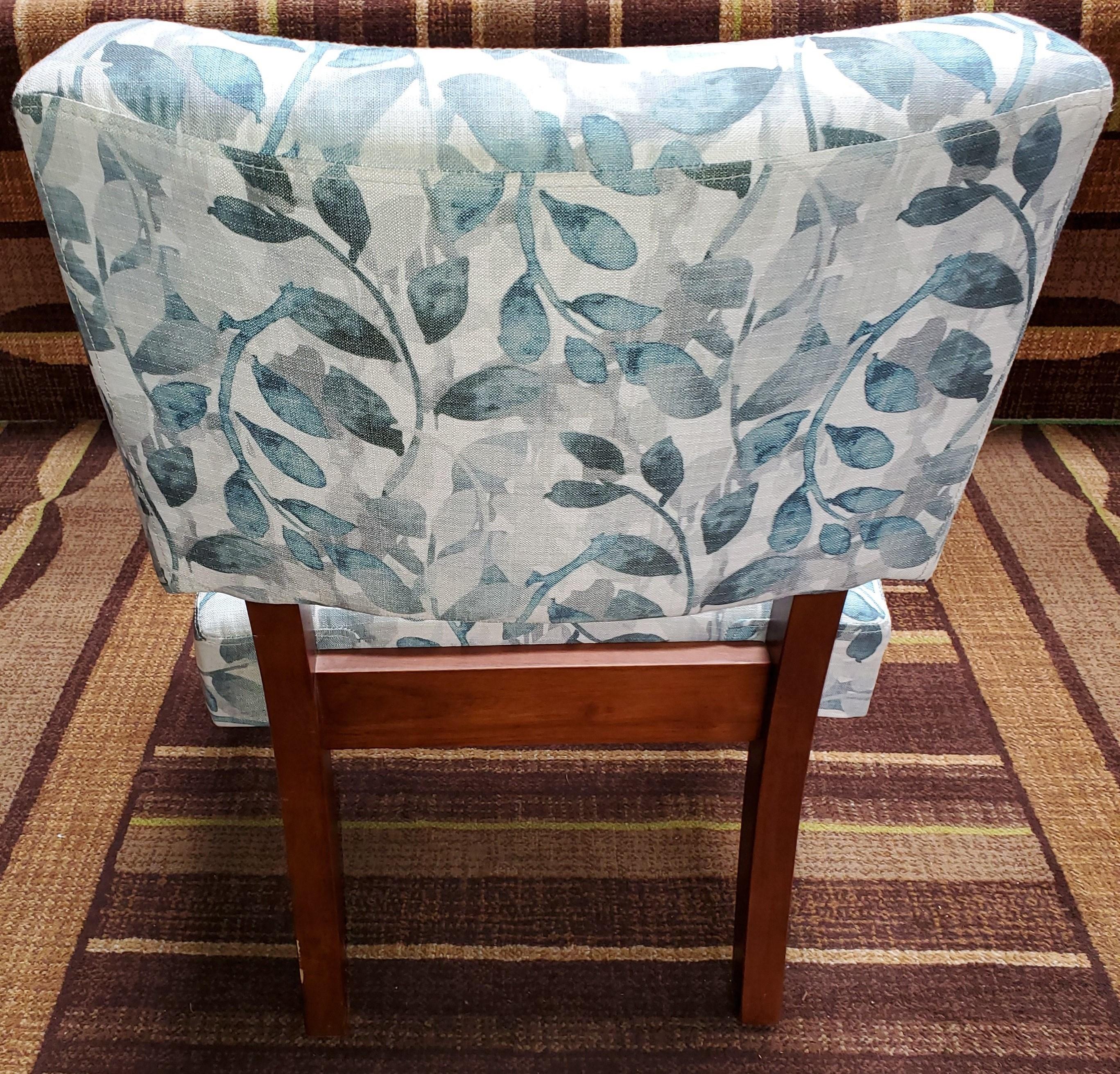 NEW DESIGNER FROM WMC - ARMLESS SIDE CHAIR - BLUE FLORAL PRINT