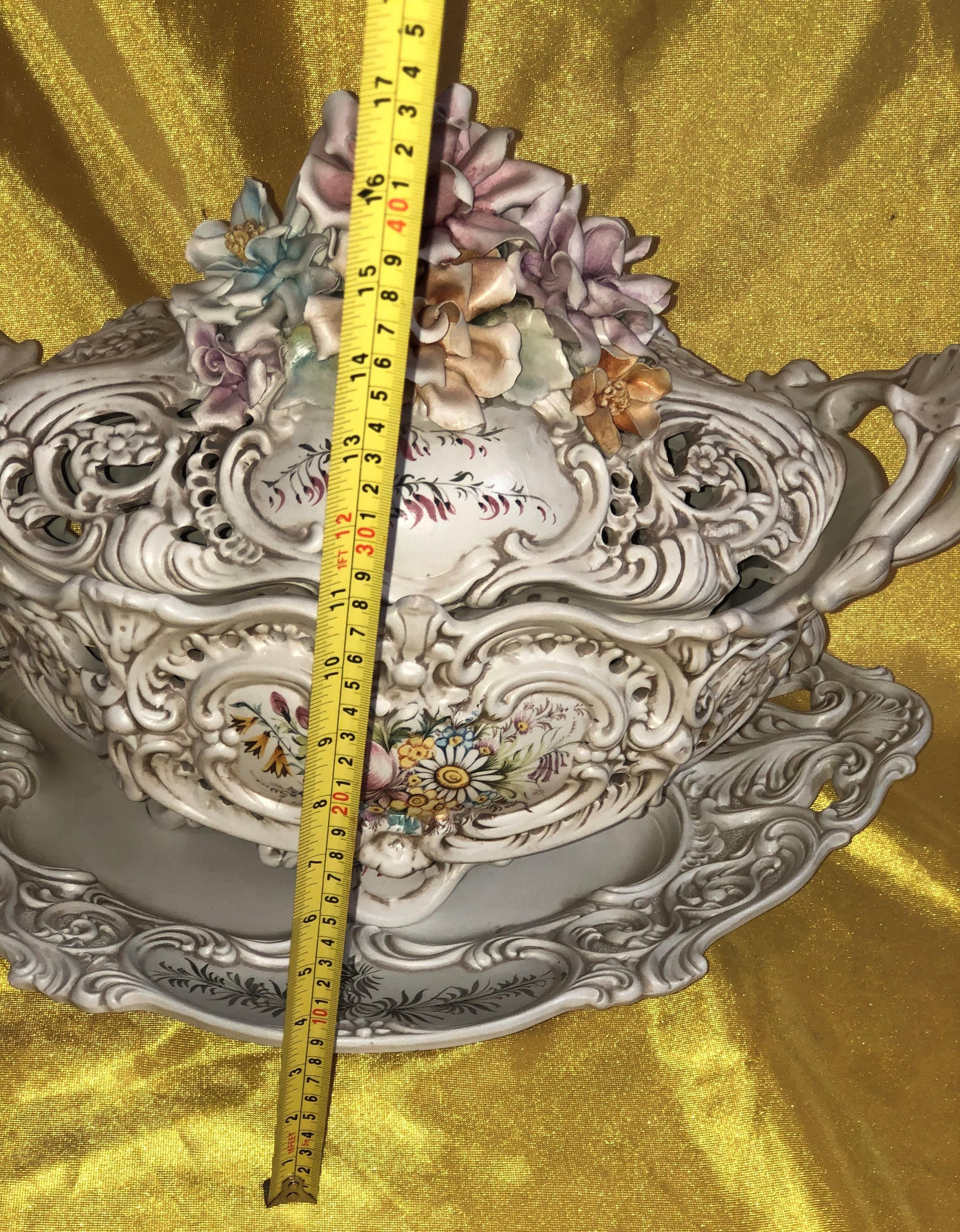 MADE IN ITALY  ORNATE SOUP TUREEN & PLATTER - 16" TALL