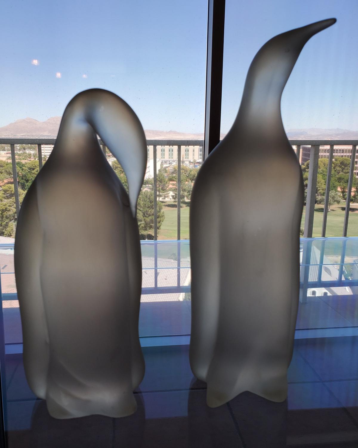 LOT OF TWO FROSTED DESIGNER PENGUINS - SEE PICS FOR ADDITIONAL PICS