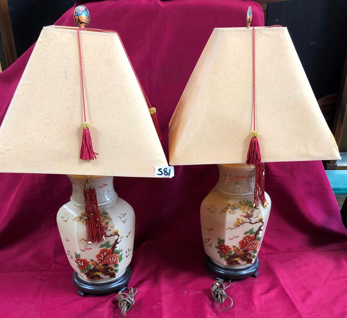 PAIR OF TWO LAMPS - ASIAN THEME