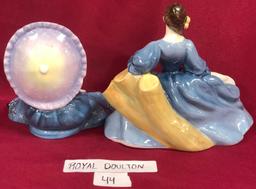 (2) ROYAL DOULTON PORCELAIN FIGURINES  - BLUE DRESSES