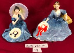 (2) ROYAL DOULTON PORCELAIN FIGURINES  - BLUE DRESSES