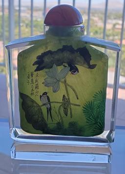 4" TALL HAND PAINTED PERFUME BOTTLE