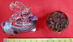 LOT OF (2) MURANO ART GLASS PIECES  - RAM & APPLE