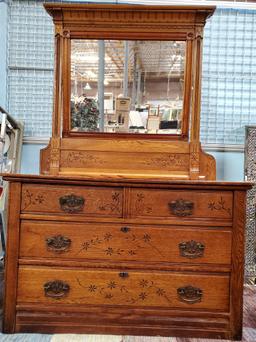 ANTIQUE OAK DRESSER W/ MIRROR