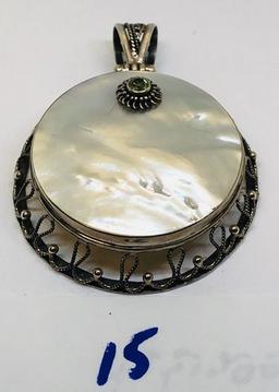 MOTHER OF PEARL AND PERIDOT PENDANT