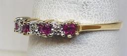 14KT YELLOW GOLD RUBY AND DIAMOND RING 1.4GRS