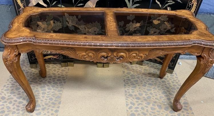 GLASS INSERT NICE CONSOLE TABLE