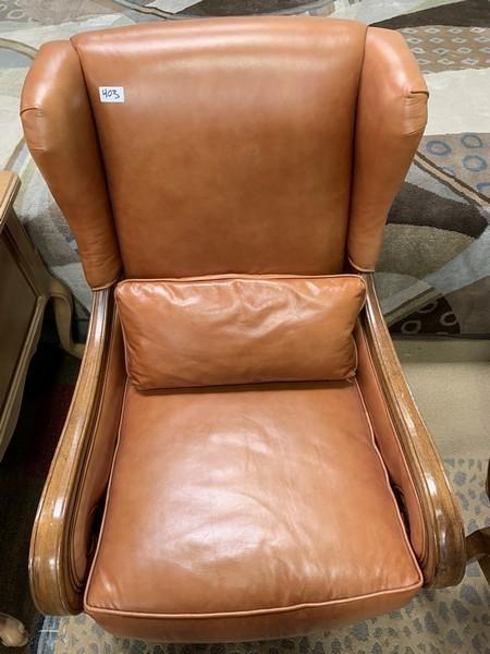 LA-Z-BOY BROWN LEATHER WING BACK CHAIR