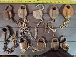 LARGE LOT OF ANTIQUE LOCKS - SEE PICS FOR DETAILS