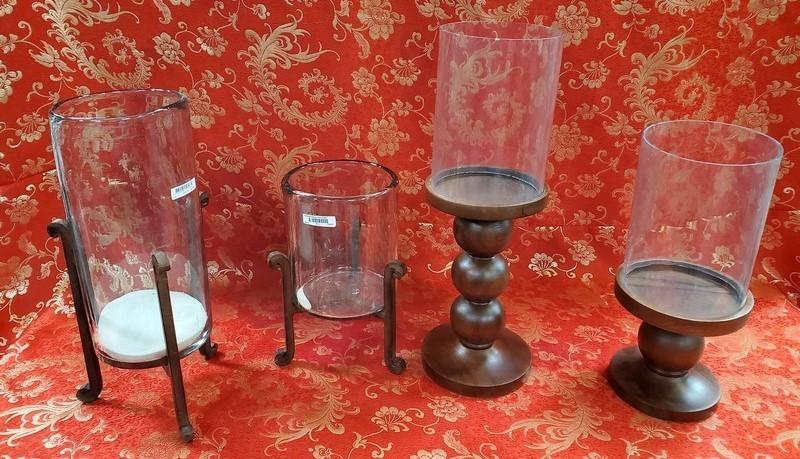 LOT OF 4 WMC METAL/GLASS CANDLE HOLDERS