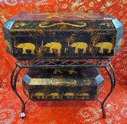 VERY NICE ELEPHANT STORAGE CONSOLE TABLE - SEE PICS DETAILS