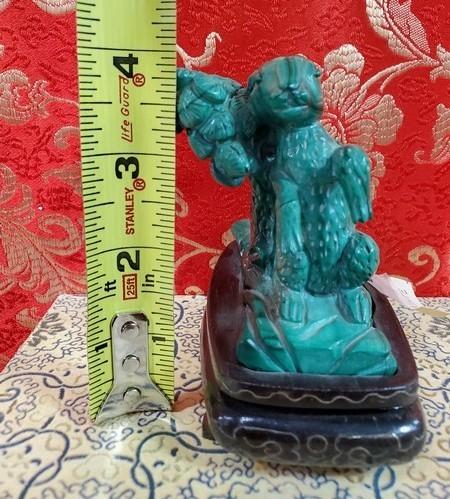 MALACHITE CARVING ON STAND - SEE PICS FOR DETAILS