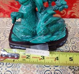 MALACHITE CARVING ON STAND - SEE PICS FOR DETAILS