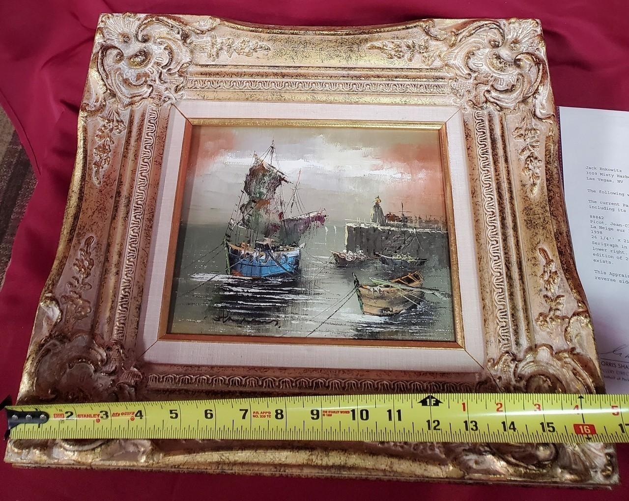 GOLD FRAMED SERIGRAPH BY JEAN-CLAUDE PICOT W/ CERTIFICATE